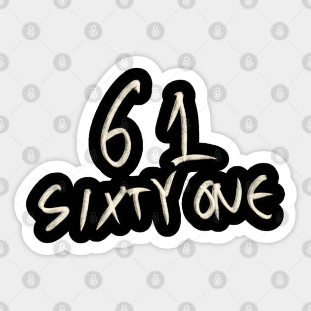 Hand Drawn Letter Number 61 Sixty One Sticker by Saestu Mbathi